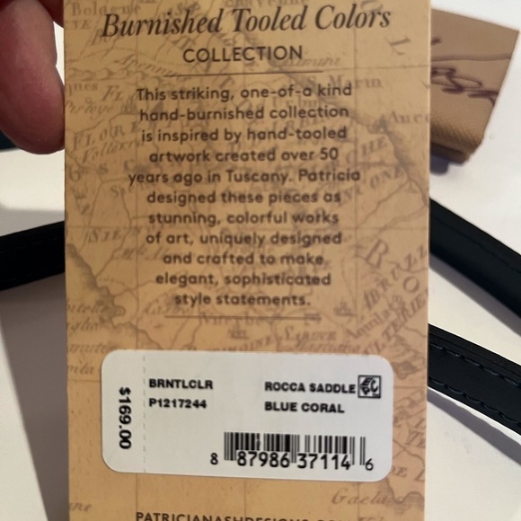 NWT Patricia Nash Leather Rocca Saddle Blue Coral Crossbody Bag - Picture 13 of 13